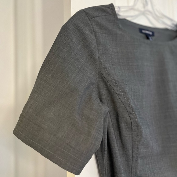 Lands’ End Wool Blend Short Sleeve Self-tie Belted Waist Sheath Dress 6P Gray - Picture 7 of 16